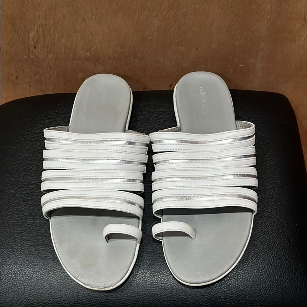 AEROSOLES White Minimalist Slide Sandals